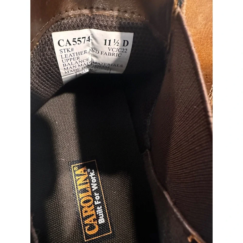Carolina CA5574 Mens 11.5 D Brown Leather Chelsea Work Boots Slip  Resistant